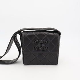 Chanel Matelasse Coco Mark Shoulder Bag Leather Black