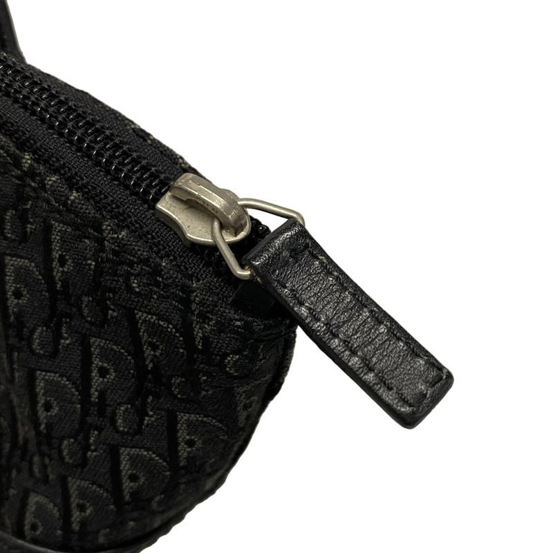 Dior/christian Dior Handbag Trotter Black And Gray Studded/mini Bag Leather