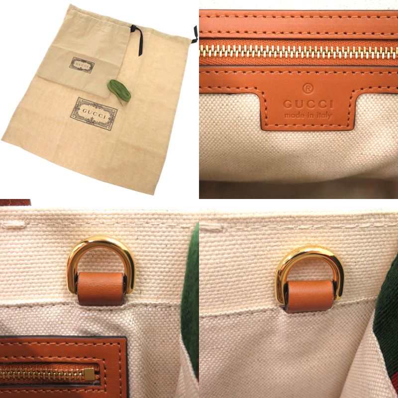 Gucci 2way Sherry Line Interlocking G Patch 727728 Canvas White Tote Bag 0254