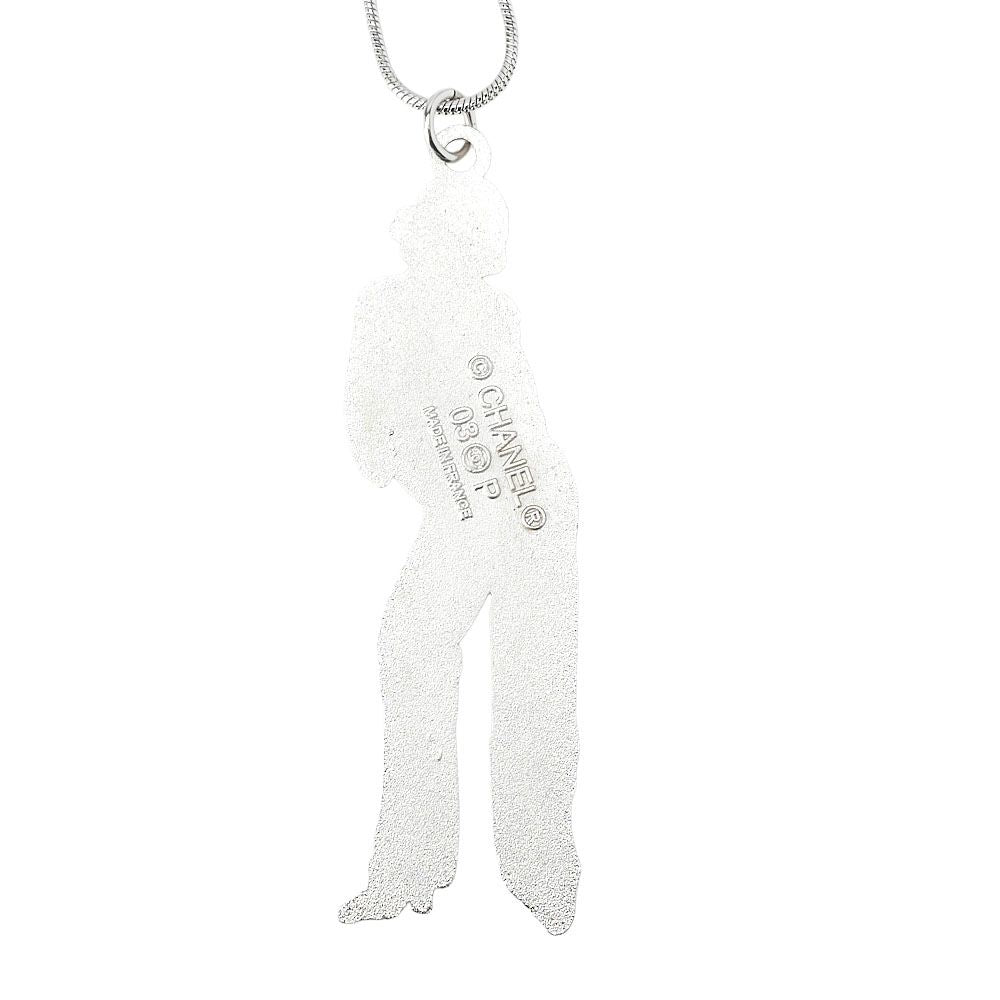 Chanel Mademoiselle 03P Pendant Metal Silver X Black Necklace GP (gold Plated)