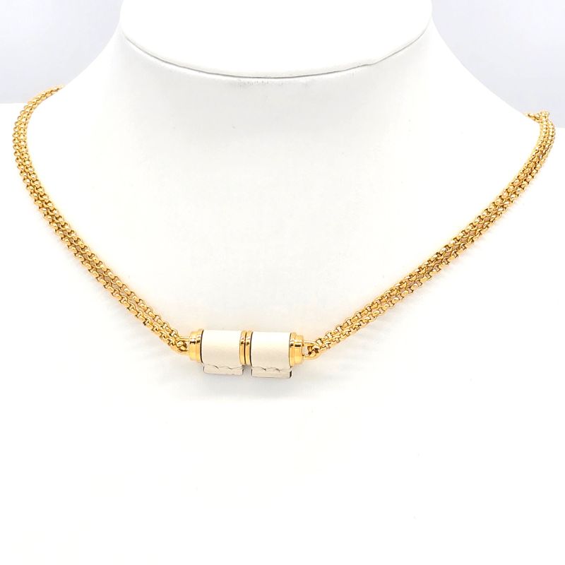 Hermes Charnières PM Necklace Swift Leather Gold-tone Metal Length 405cm