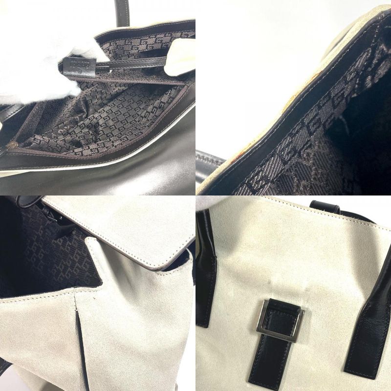 Gucci Handbag Logo 000 0844 Suede/leather Black