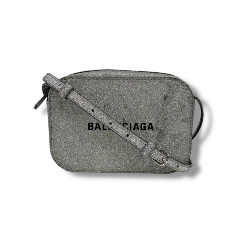Balenciaga Camera Bag XS Everyday Mini Shoulder Bag Silver Lame Glitter Logo