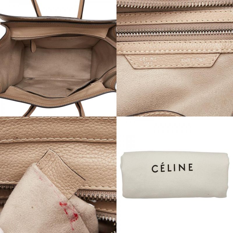 Celine Luggage Micro Shopper Beige Leather Women's Celine