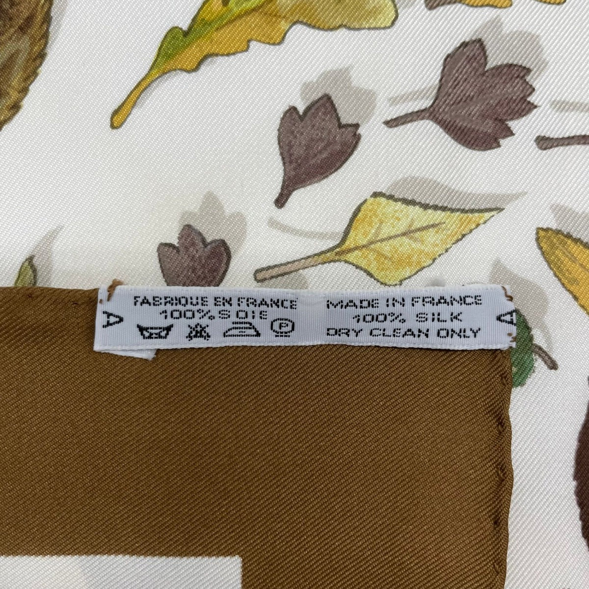 Hermes Carre 90 Tourbillon Fallen Leaves Swirl Scarf Silk Brown — view 8