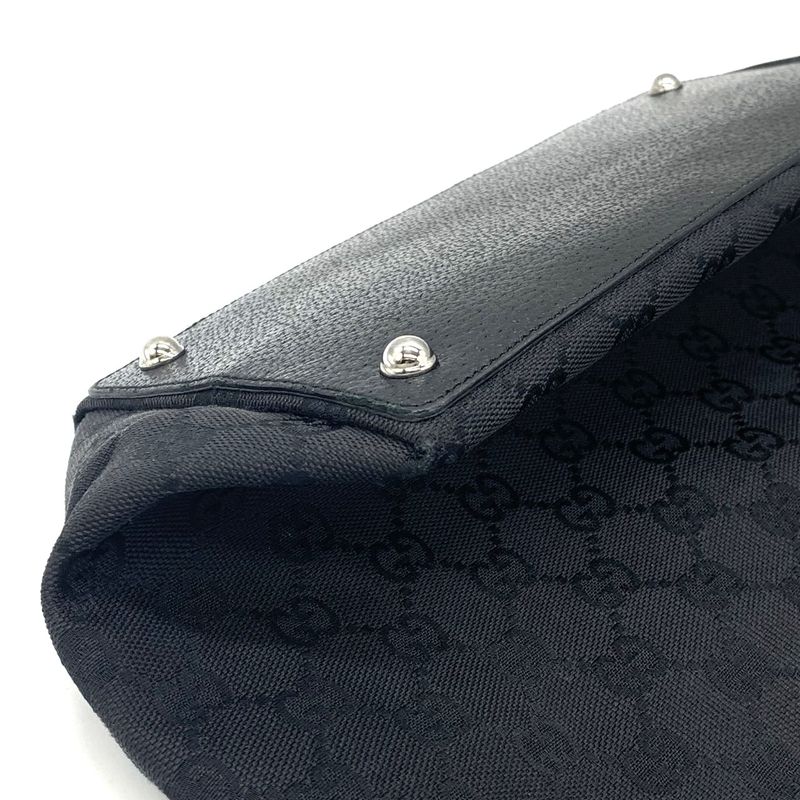Gucci 120836 Tote Bag Black GG Canvas/leather Ladies Men's Branded High Brand