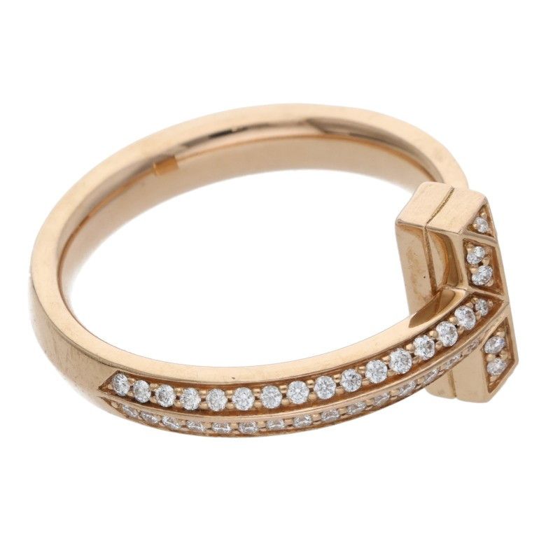 Tiffany & Co T One Narrow 18K Pink Gold Diamond Ring Men's Size 13