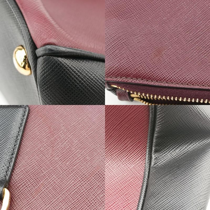 Prada Galleria Wine Red And Black Saffiano Leather Bn22747 V 208