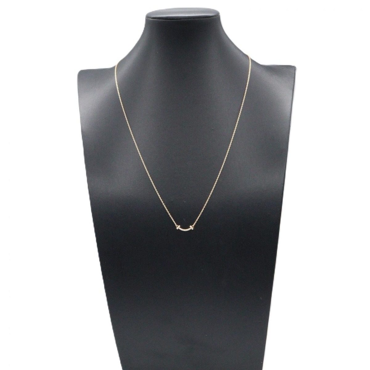 Tiffany & Co Necklace T Smile Mini Diamond 42.5 47.5 cm 18k Pink Gold — view 5