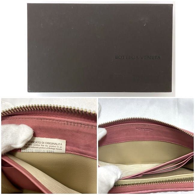 Bottega Veneta Round Zipper Long Wallet Ec21014 Pink