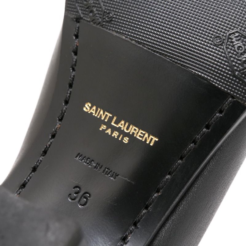 Saint Laurent Paris Boots Size 36 Leather Short Boots Shoes Belt Black Made In