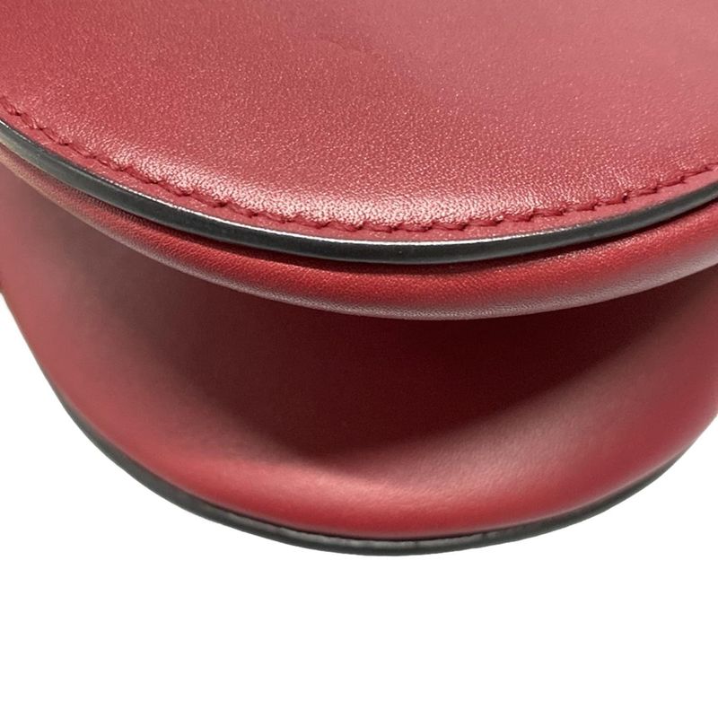 Christian Dior Handbag Saddle Bag Red Leather Gold Hw