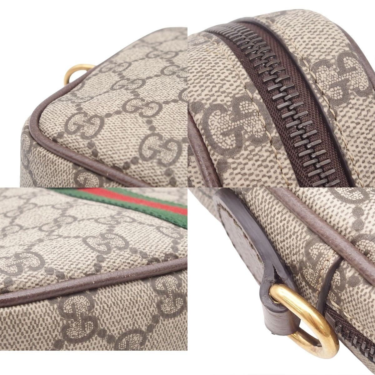 Gucci Ophidia Small Cross Belt Bag Beige Dark Brown GG Supreme Canvas 2-Way — view 8