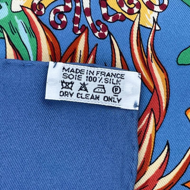 Hermes Scarf Silk L'ile Deserte None Man Island Carre 90 Navy