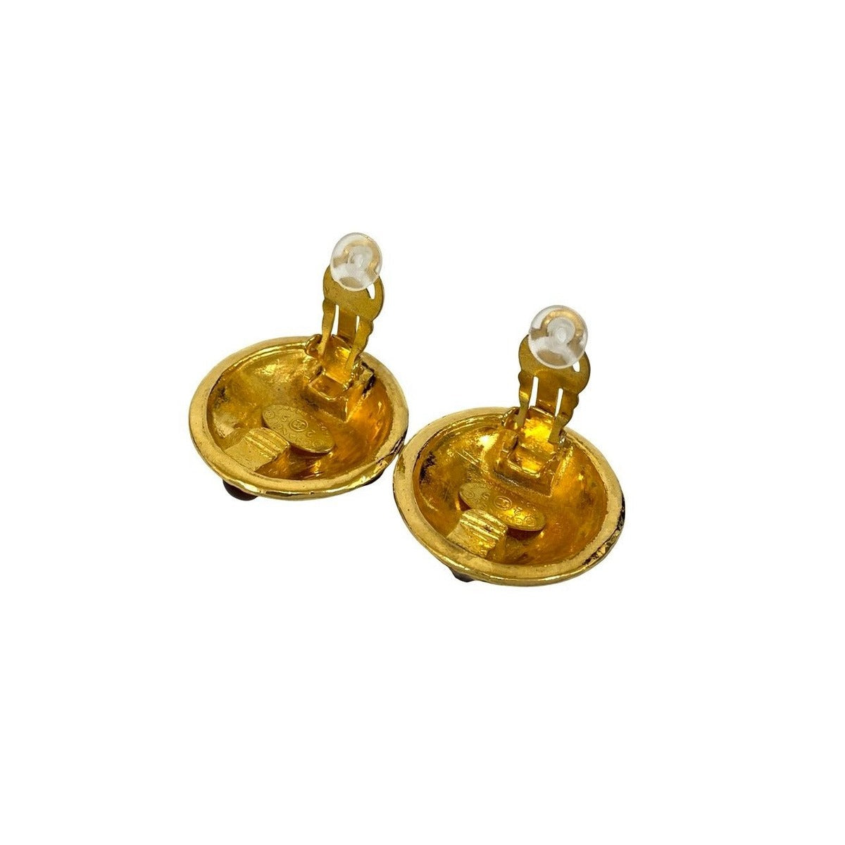 Chanel 25 Vintage Gripoix CC Logo Motif Earrings — view 6