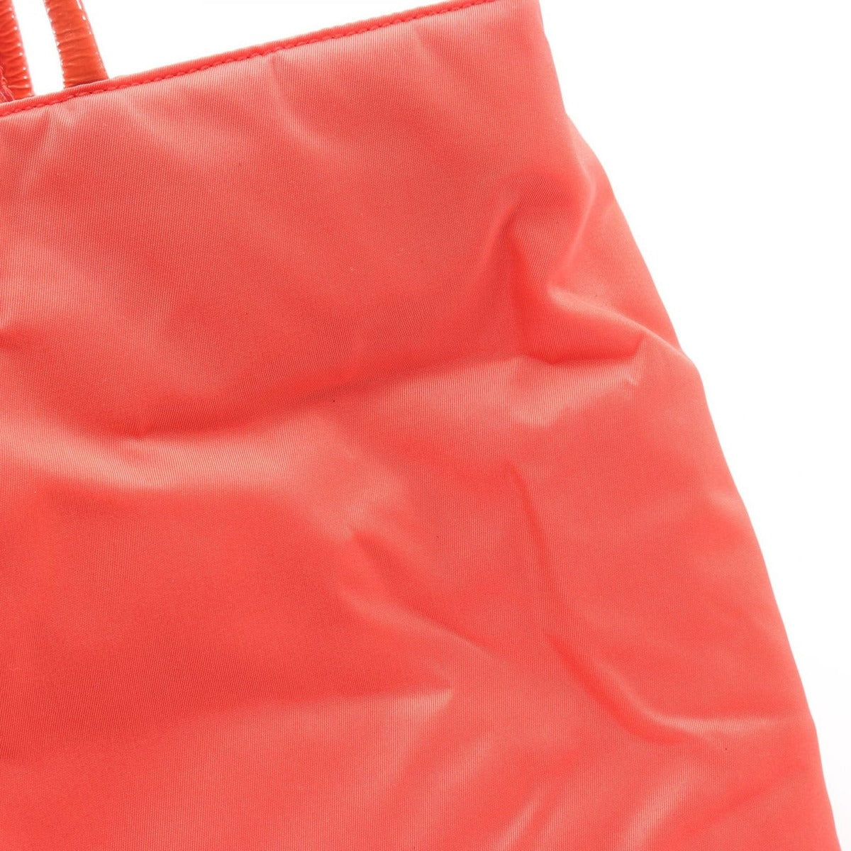 Prada Tote Tessuto Orange Nylon Patent Triangle Logo Ribbon — view 12