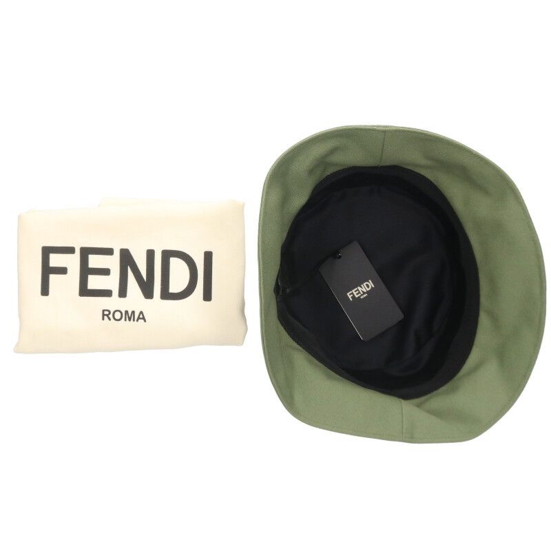 Fendi Fxq801 AIKH Logo Wappen Bucket Hat Men's L