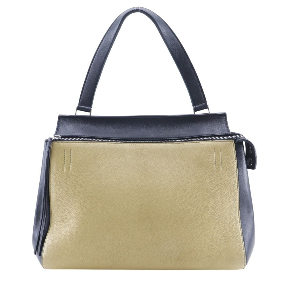 Celine Edge Bicolor Leather Black Beige Shoulder Bag