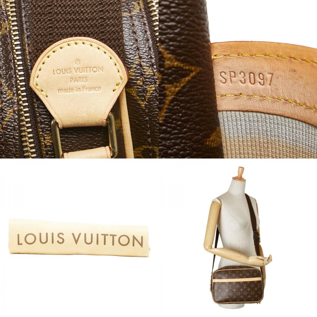 Louis Vuitton Monogram Reporter PM Crossbody Shoulder Bag M45254 Brown PVC