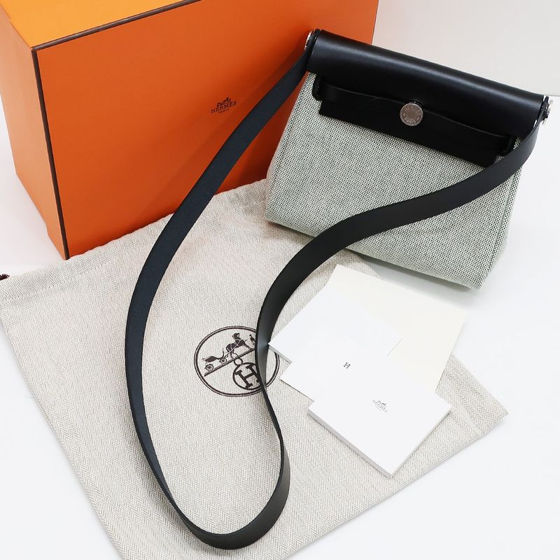 Unused Hermes Herbag Her Bag Zip Mini 20 Silver-hardware W Engraved