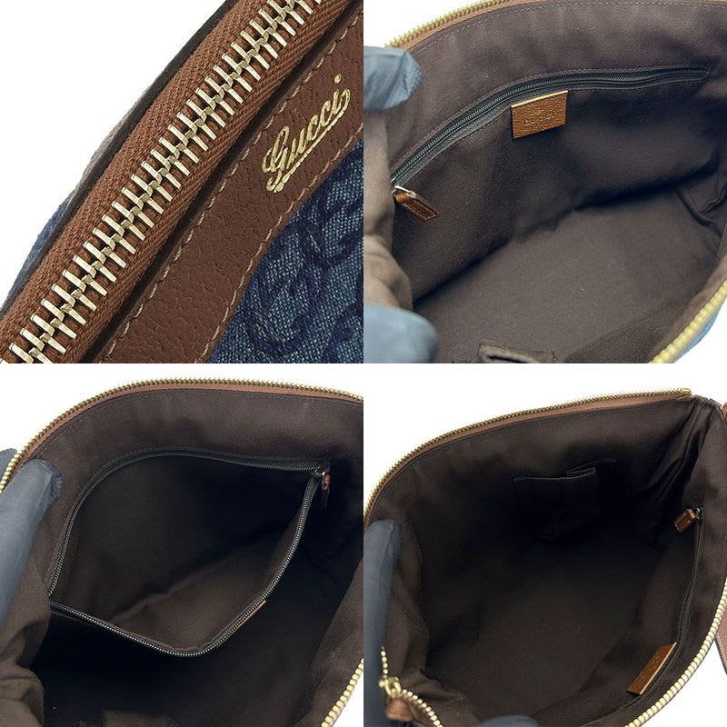 Gucci Handbag Interlocking Denim Blue Casual Mini Hand Ladies