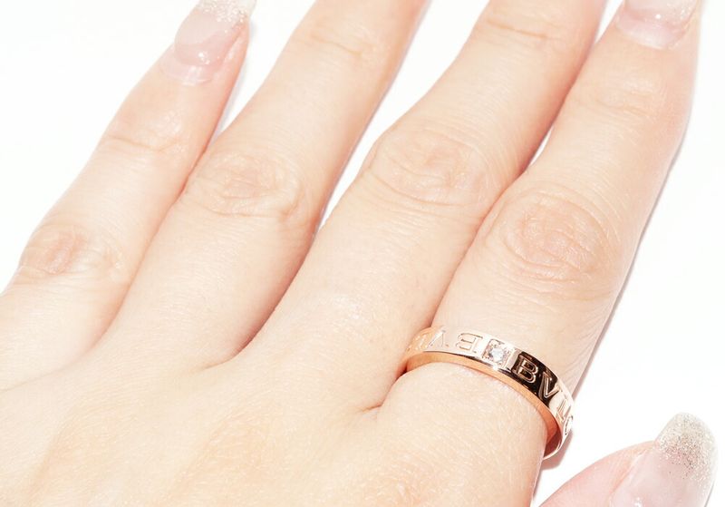 Bulgari Ring 18K Pink Gold Diamond 1p(004ct) Bzero1 Ring Bulgari Double Logo