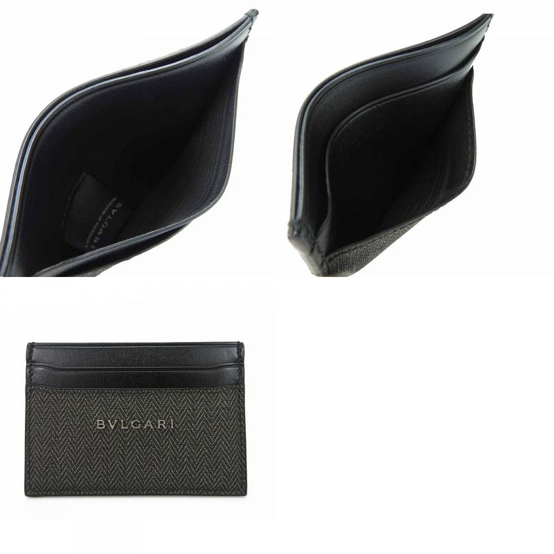 Bulgari Card Case 32584 Weekend PVC Leather Gray Black Men Bvlgari