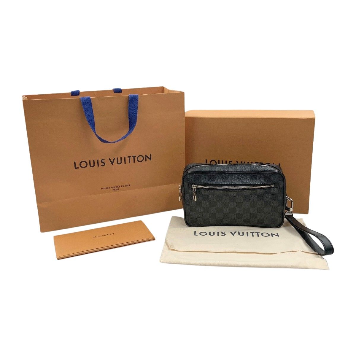 Louis Vuitton Damier Graphite Pochette Kasai Second Bag N41664 Black