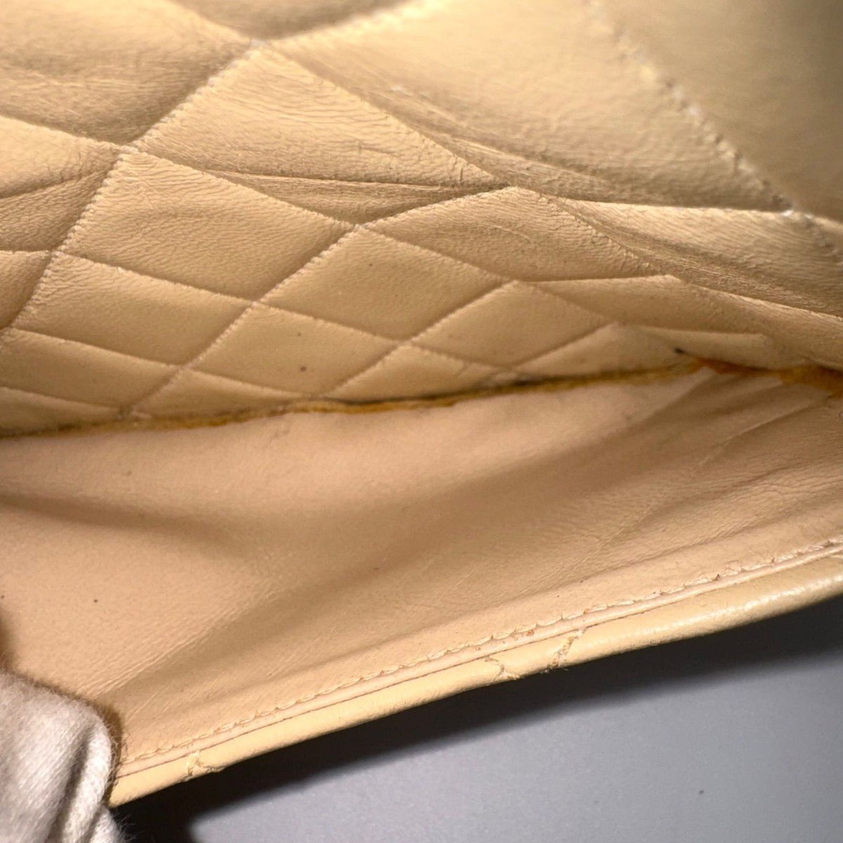 Chanel Large Shoulder Bag Quilted CC Logo Turnlock Gold Full Flap Beige Chain — view 16