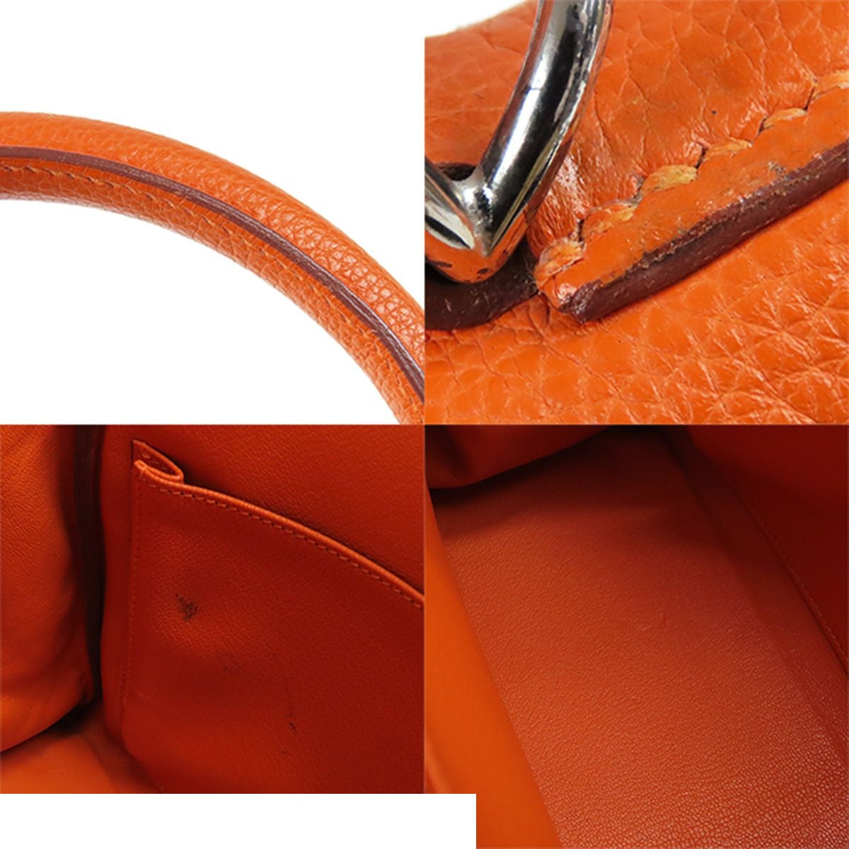 Hermes Kelly 32 Orange Silver Togo Retourne 2-Way Shoulder Bag — view 8