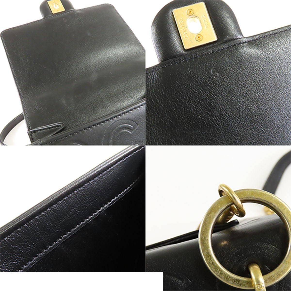 Chanel Coco Embossed Flap Black Gold Leather Chain Shoulder Bag Sold — view 8