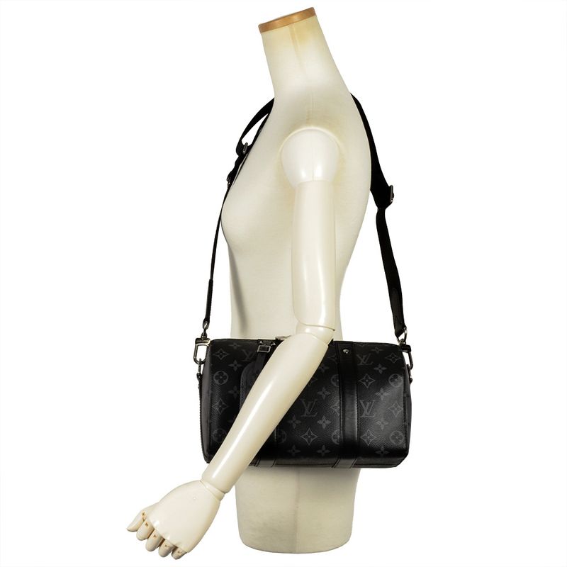 Louis Vuitton City Keepall Shoulder Bag M45936 Black RFID Monogram Eclipse Men's