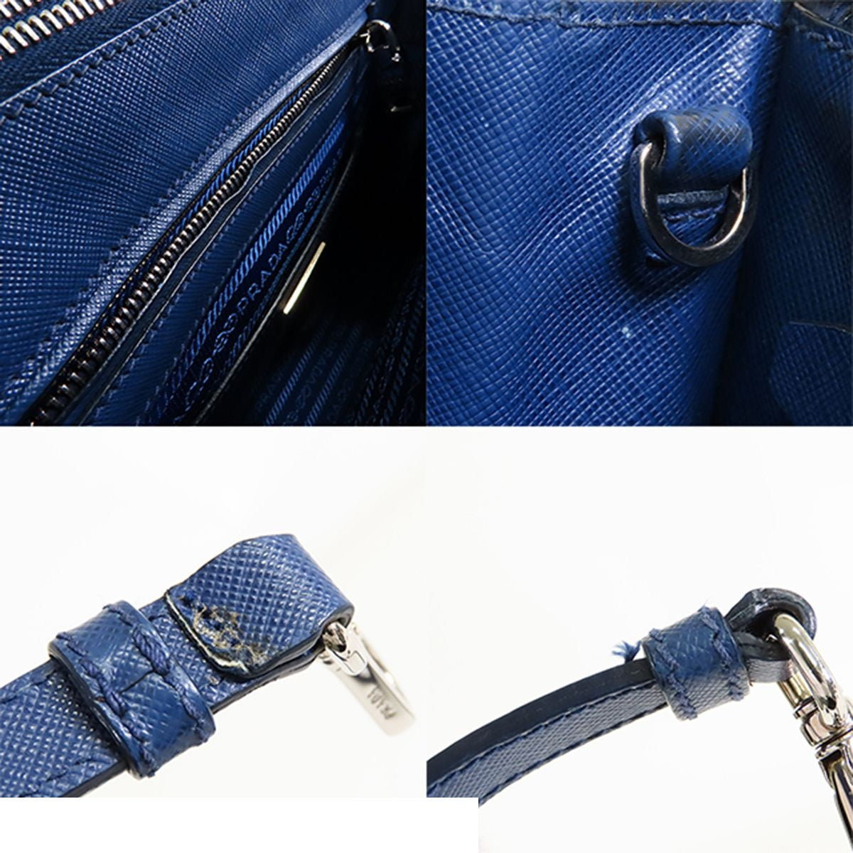 Prada Blue Tessuto Saffiano 2-Way Shoulder Bag Hand Stitch — view 8