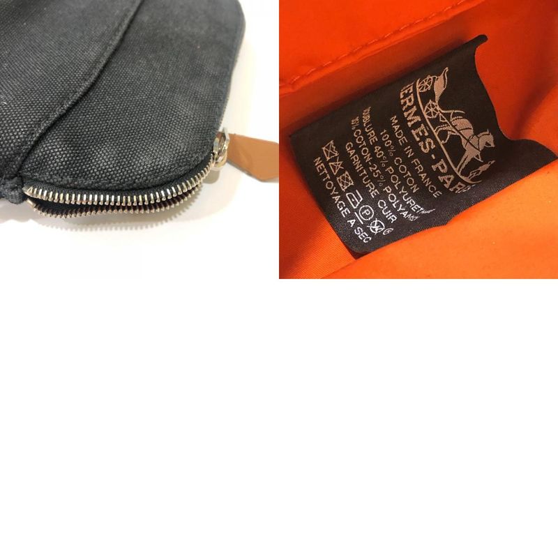 Hermes Cosmetic Pouch Bolide Pouch Mini Canvas Black