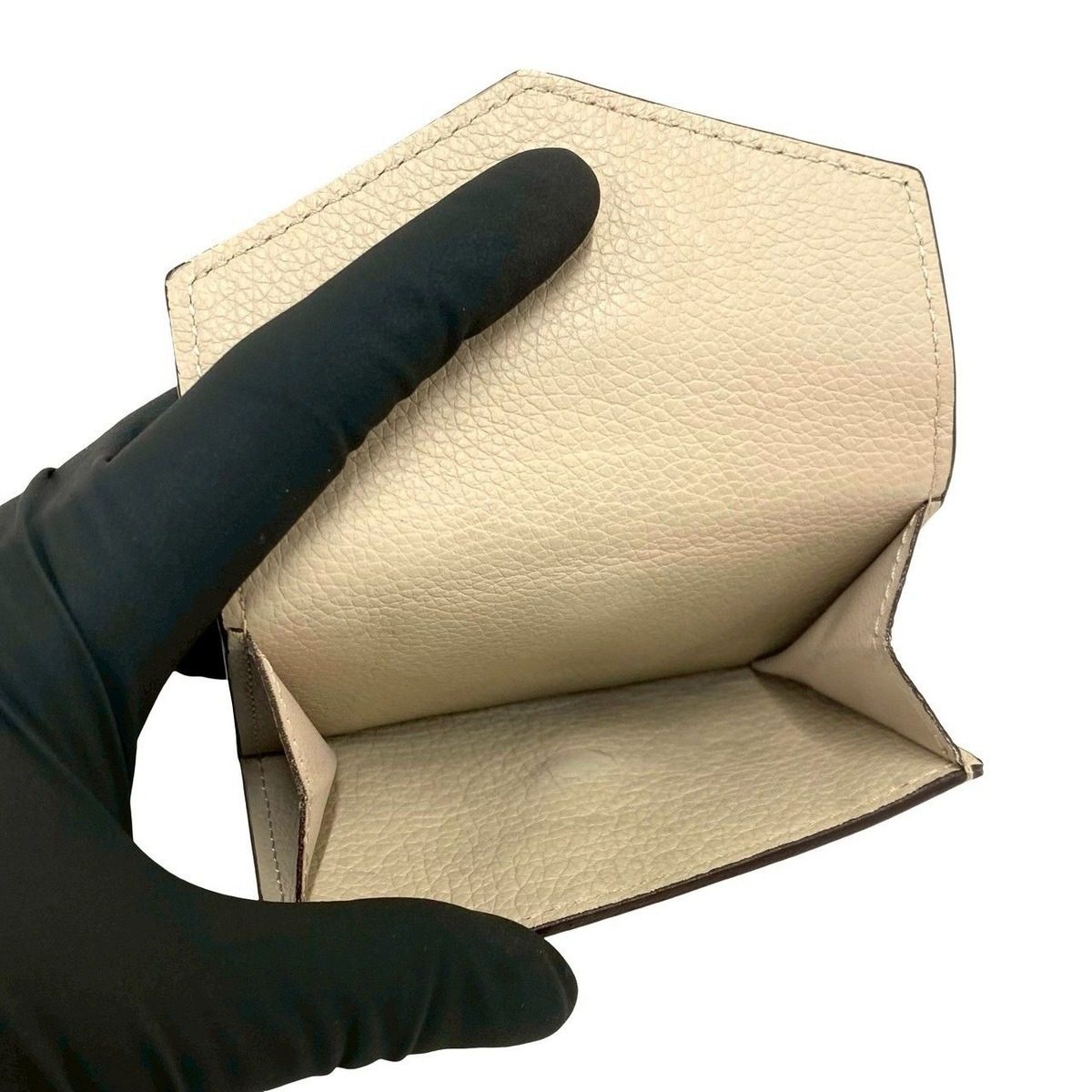 Louis Vuitton Portefeuille Lock Mini Leather Trifold Wallet Beige — view 10