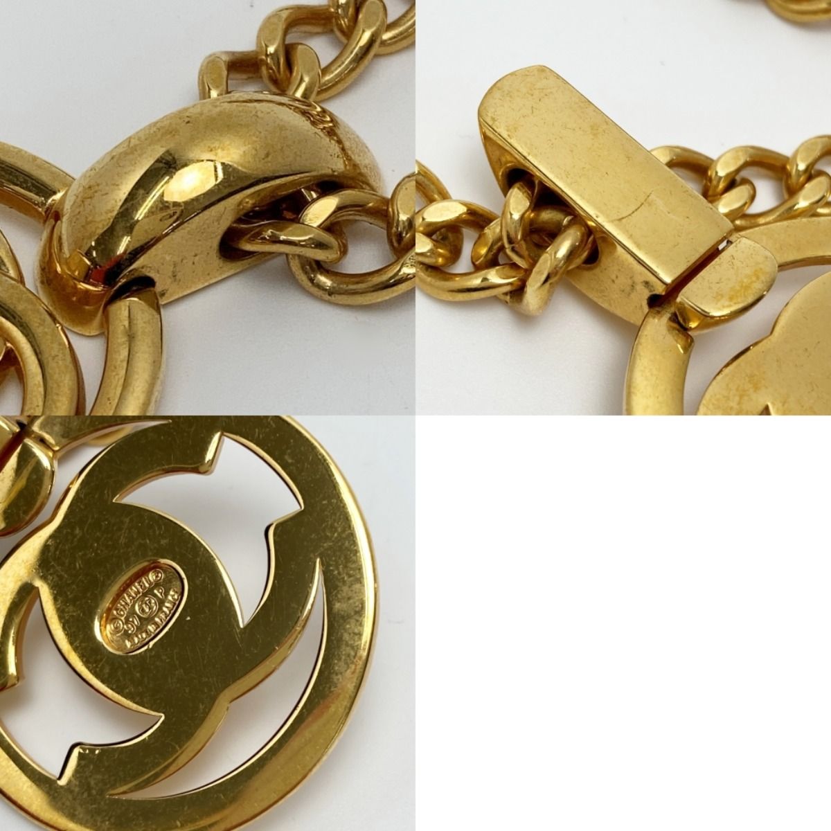 Chanel Cocomark Round Turnlock Necklace 97p Gold GP