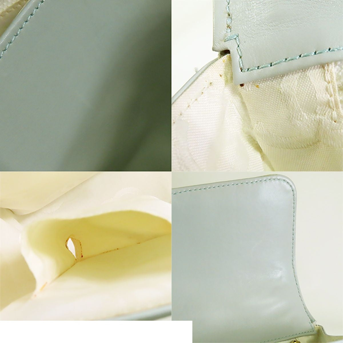 Chanel Wild Stitch Top Handle Bag Ice Blue Gold Leather Handbag — view 8