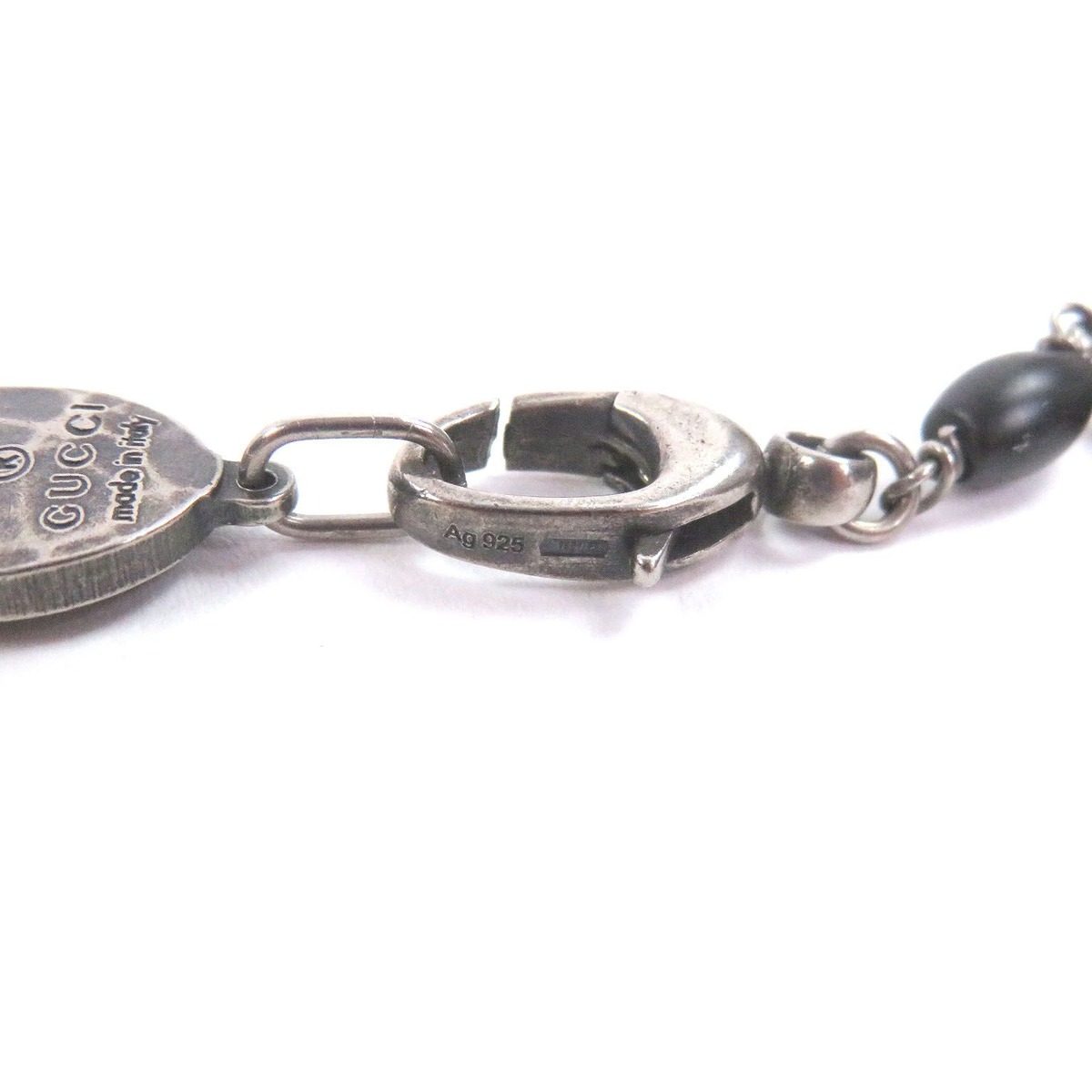 Gucci Cles Strap Long Necklace Silver Black Recommended — view 5