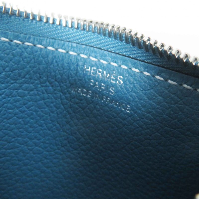 Hermes Constance Slim Verso Silver Hardware Evercolor Coin Case Sun New Blue