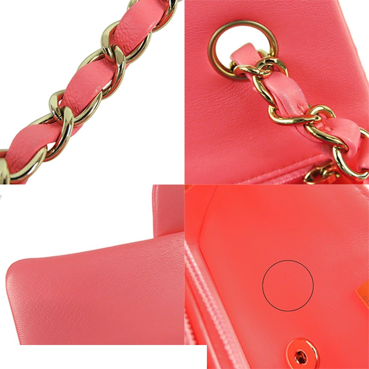 Chanel Chain Shoulder Bag Pink Lambskin Mini Quilted 20 Single Flap — view 8