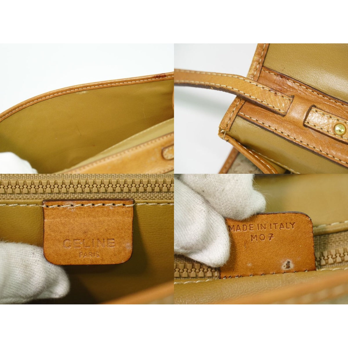 Celine Macadam 2-Way Shoulder Bag Clutch Pochette Beige — view 9