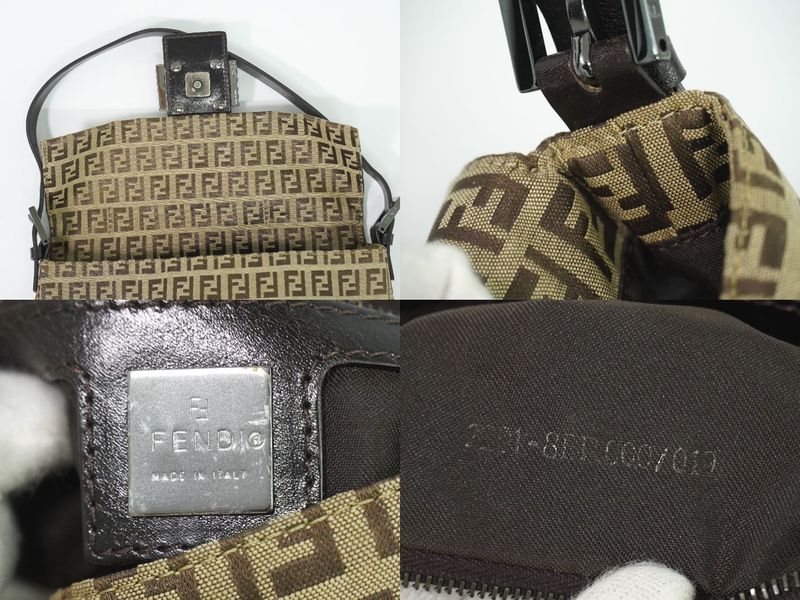 Authentic Fendi Mamma Bucket Zucchino Shoulder Bag Handbag Canvas Beige 8br000