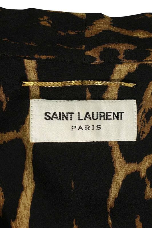 Saint Laurent Paris 485610 Y374q Leopard Print Silk Dress Women 34