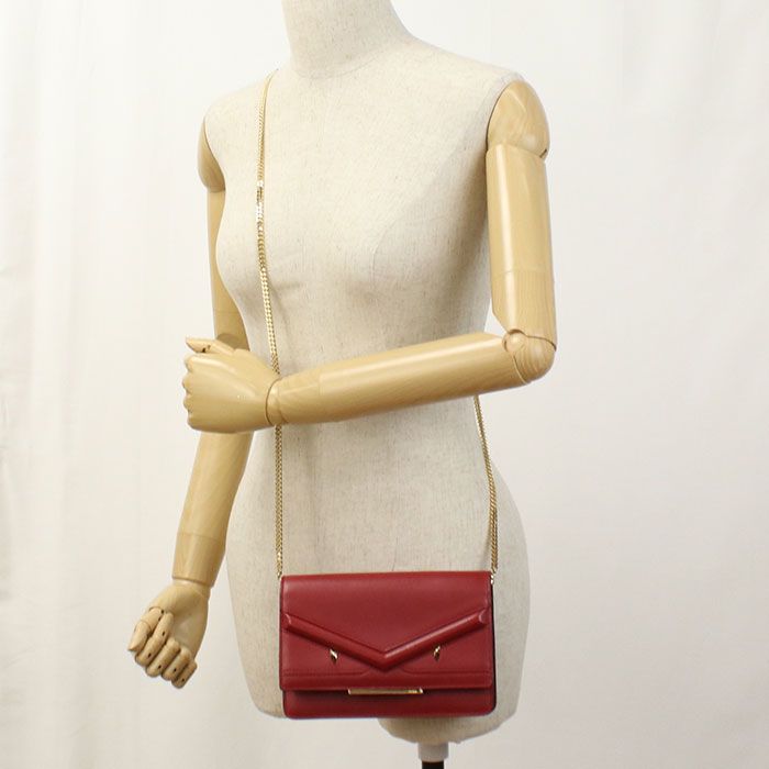 Fendi Bug's Eye 8m0346 Chain Wallet Leather Women