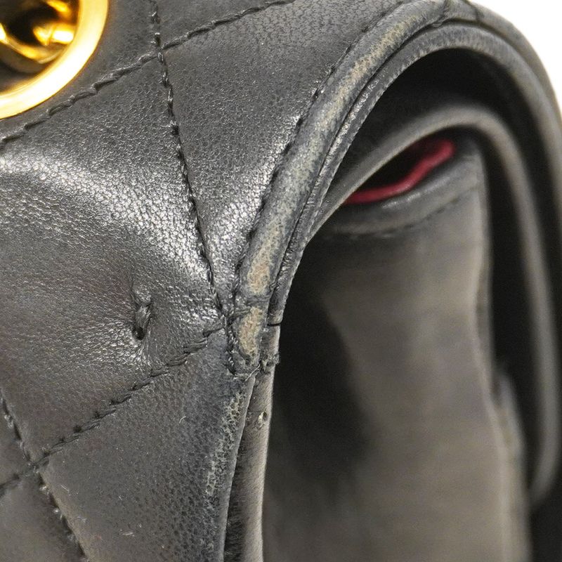 Chanel Shoulder Bag Matelasse Lambskin Black Gold Hardware Women