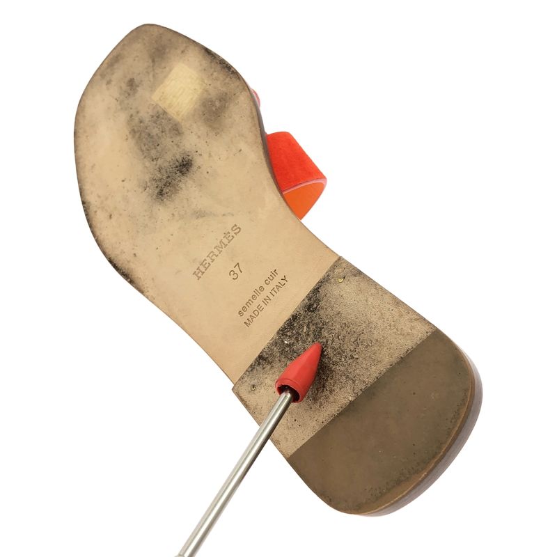 Hermes Oran H Logo Sandals - 37 - Orange - Women