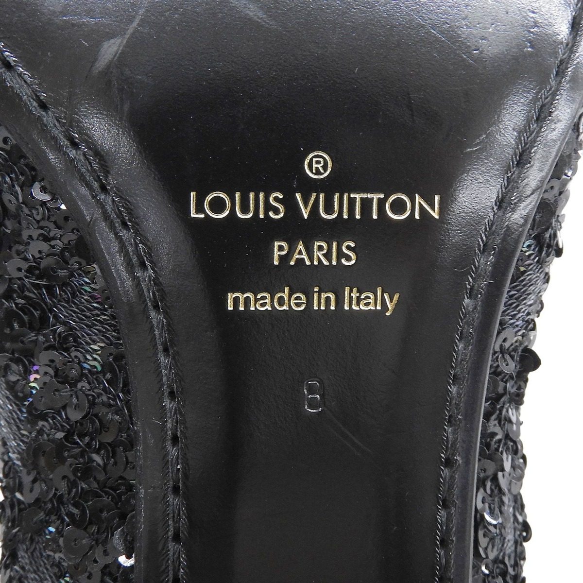 Louis Vuitton Sequin Monogram Whole Cut Dress Shoes Black 8 — view 8