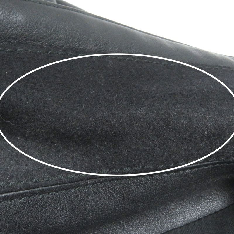 Louis Vuitton Double Breasted Leather Jacket Pea Coat Black 44 Made In France