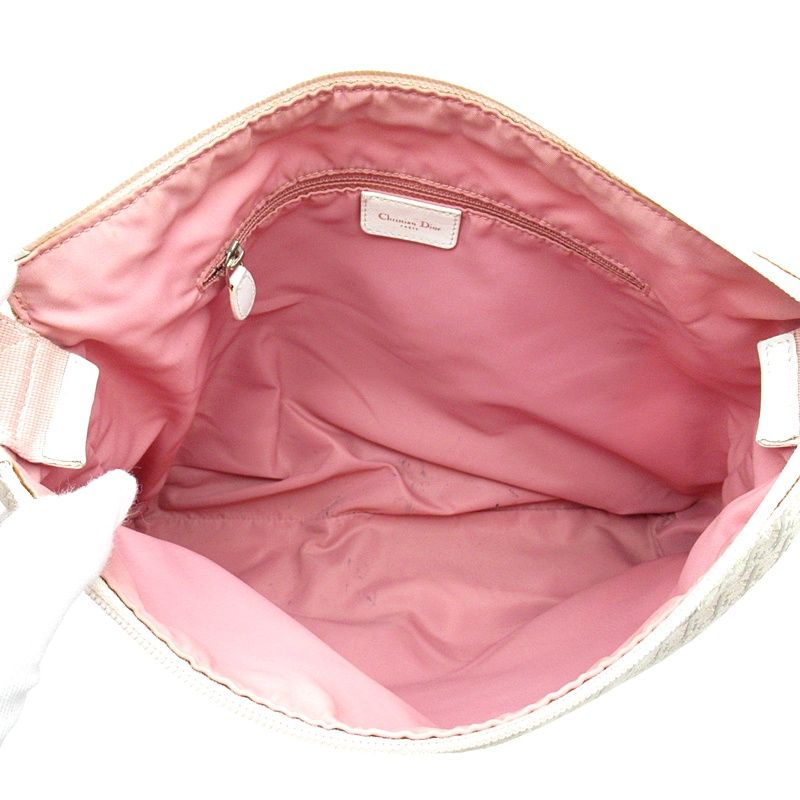 Dior Street Chic Messenger Bag Canvas Women Shoulder Bag Pink Excellent