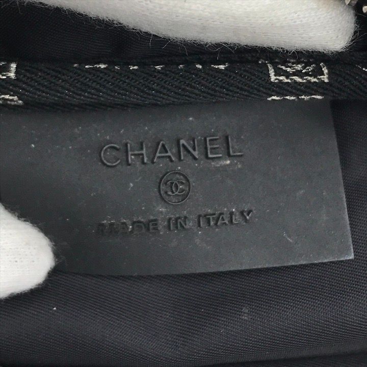 Chanel CC Logo Sports Waist Body Shoulder Bag Black Lame